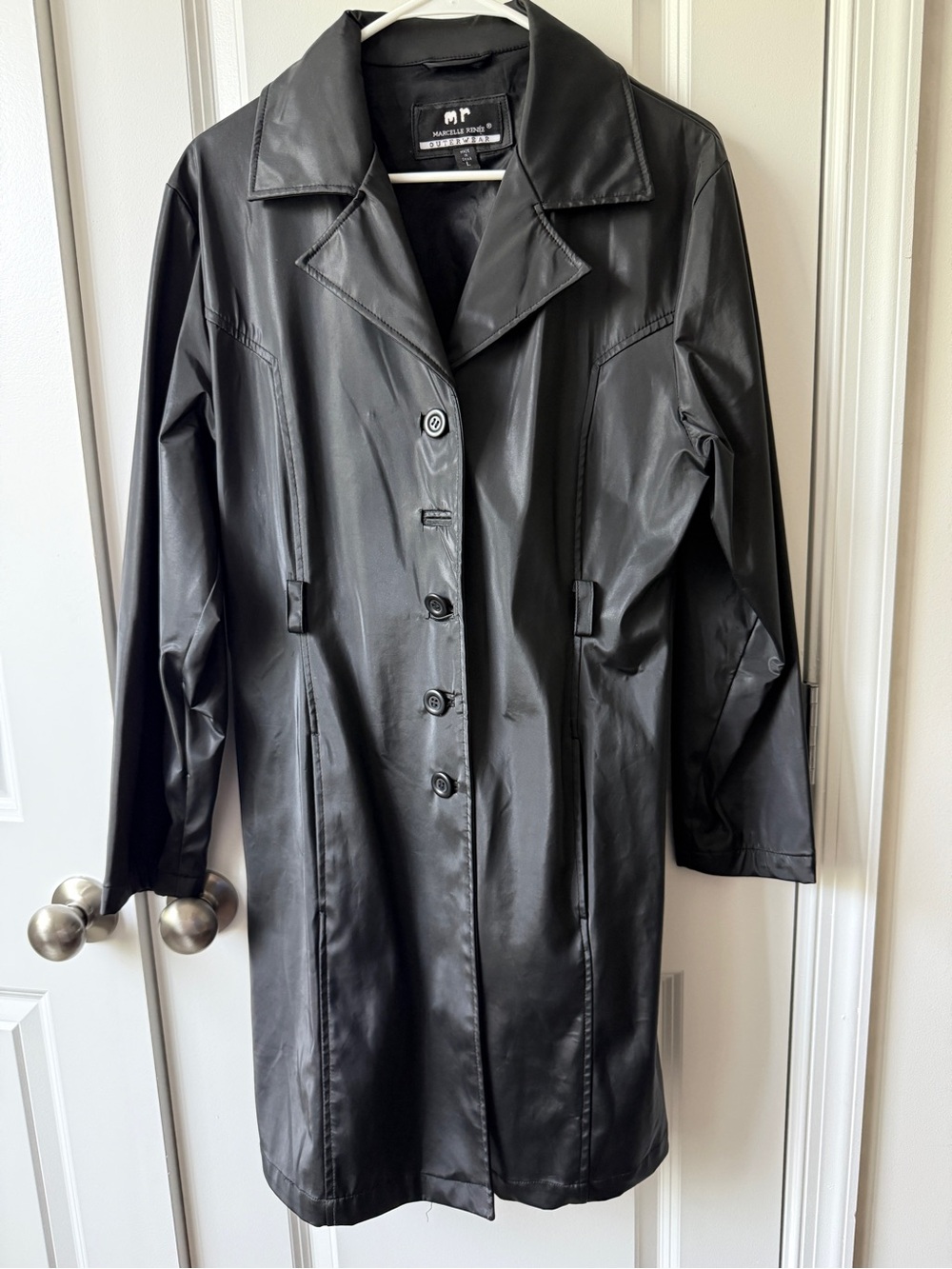 Black Faux Leather Trench Coat by Merona